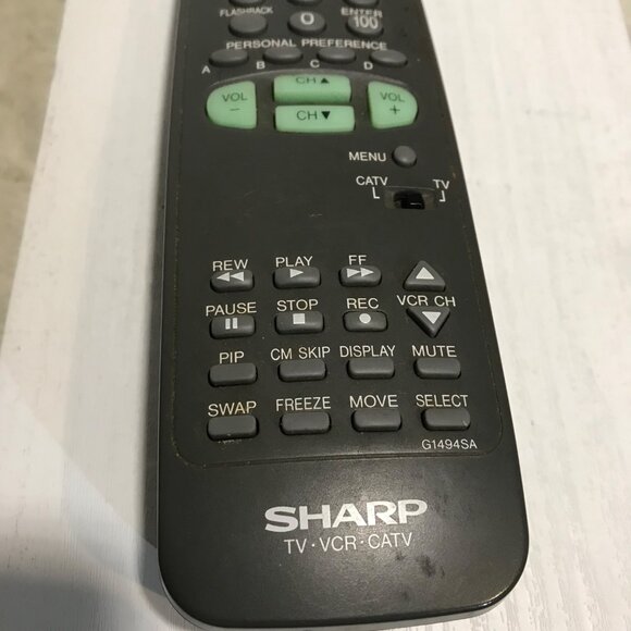 Sharp G1494SA TV/VCR/CATV Remote Control Made In Malaysia - Picture 4 of 7